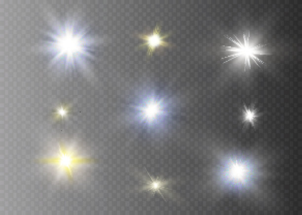 发出光的效果。星星闪耀着光芒。太阳。图片下载