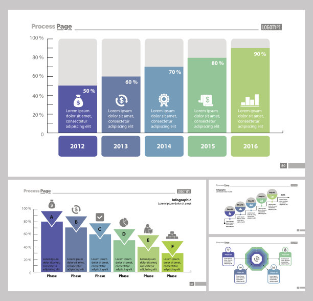 四分析幻灯片模板集图片下载