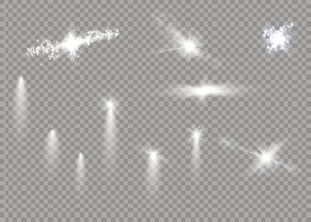 圣诞灯孤立在透明的背景。一套金色的圣诞发光的花环。矢量图图片下载