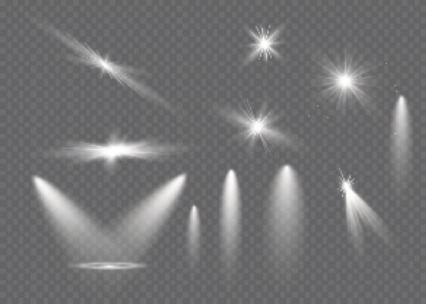 圣诞灯孤立在透明的背景。一套金色的圣诞发光的花环。矢量图图片下载