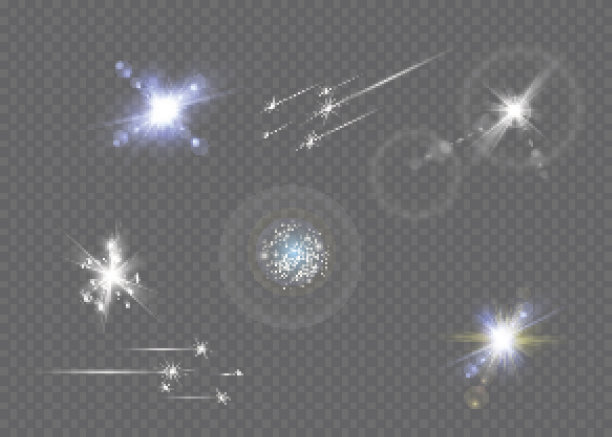 圣诞灯孤立在透明的背景。一套金色的圣诞发光的花环。矢量图图片下载