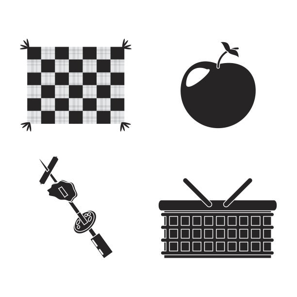 野餐篮子，烤食物，苹果毯子图片下载