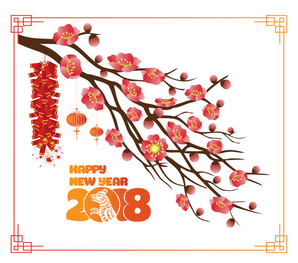 经典中国新年花季背景图片下载