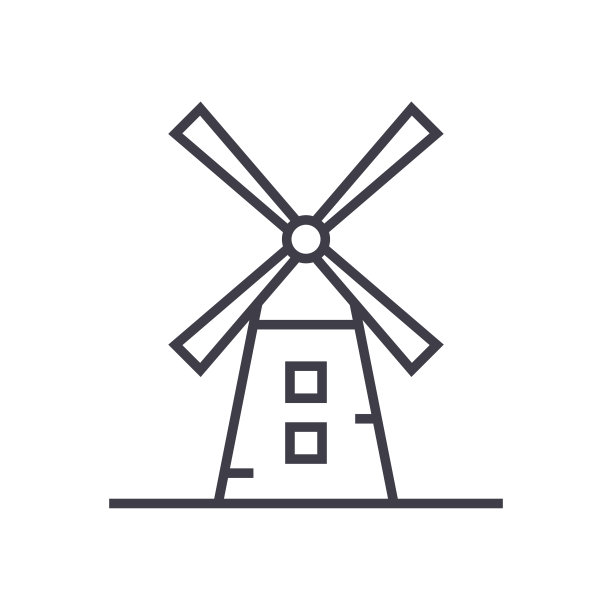 风车插图矢量线图标，标志，插图的背景，可编辑的笔画图片下载