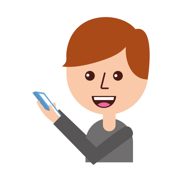 卡通男孩拿着手机设备图片下载