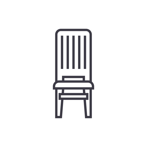 木制椅子矢量线图标，标志，背景上的插图，可编辑的笔触图片下载