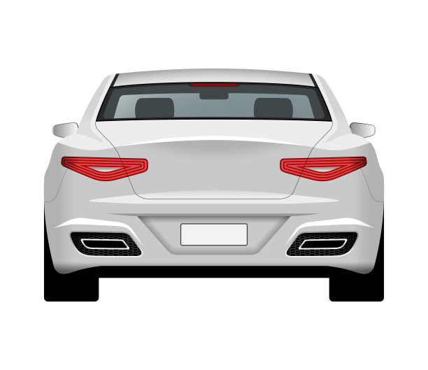 现代通用汽车。真实详细的矢量车的后视图。中产阶级轿车孤立在白色背景上。素材图片