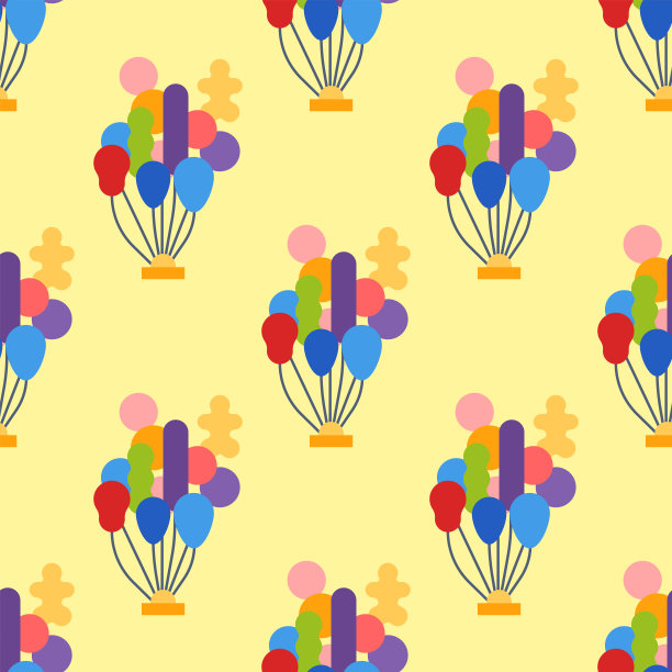 彩色光泽气球无缝模式娱乐节日节日矢量插图图片下载