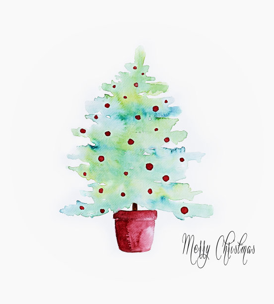 水彩圣诞树(手绘)图片下载