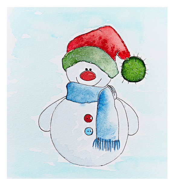 水彩雪人(手绘)图片下载