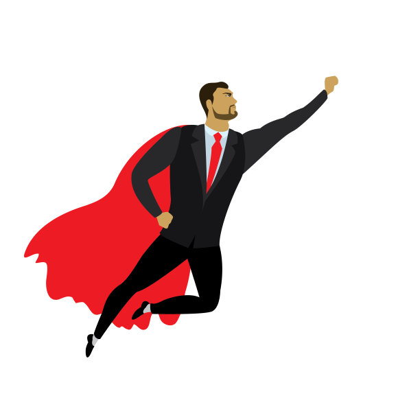 超级商人，白人背景下孤立的成功商人图片下载