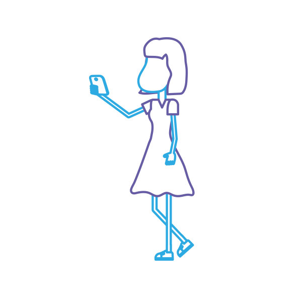 手拿智能手机，梳着发型的线条美女图片下载