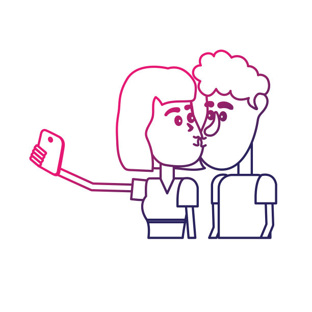 情侣们用智能手机接吻自拍图片下载