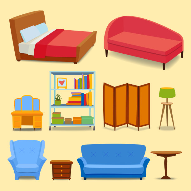 家具室内图标家居设计现代客厅房子沙发舒适公寓沙发矢量插图素材图片