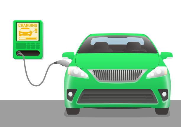 现代汽车从墙箱充电站充电。图片下载