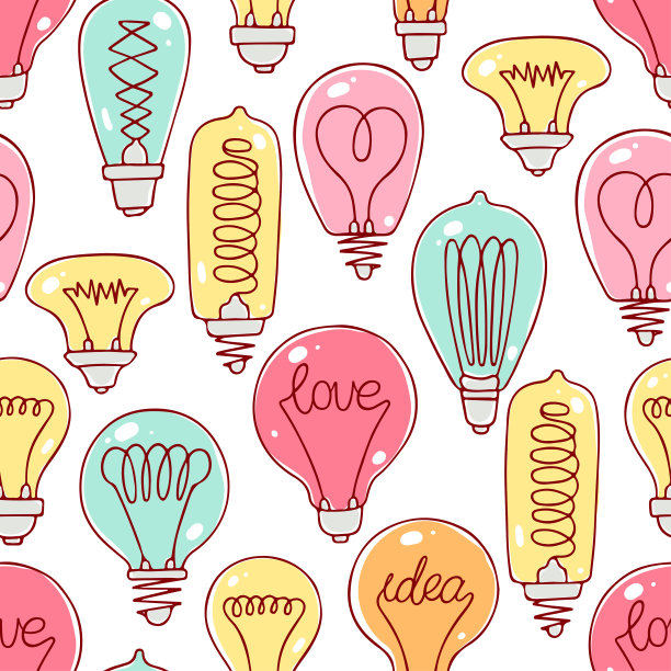 无缝的五颜六色的灯泡图片下载