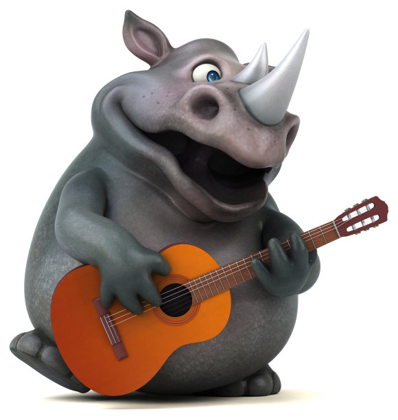 有趣的犀牛- 3D插图图片下载