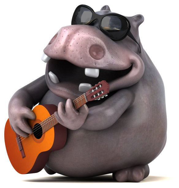 有趣的河马- 3D插图图片下载