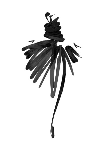 时尚女孩素描手绘，程式化轮廓孤立。向量时装插图。图片下载