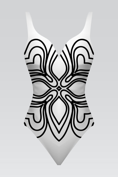 矢量时尚插图，女性泳衣与曼荼罗印花。图片下载
