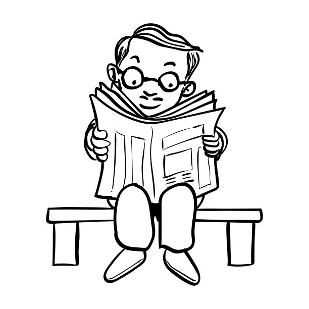 sg171006卡通人读报纸-矢量画图片下载
