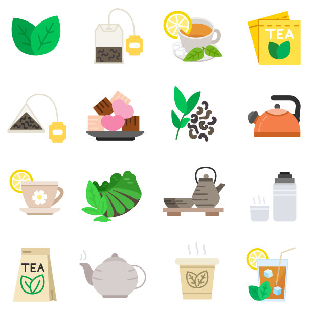 茶,图标集。茶饮料。图片下载