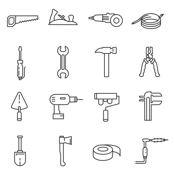 家居工具图标集（可编辑描边）图片下载