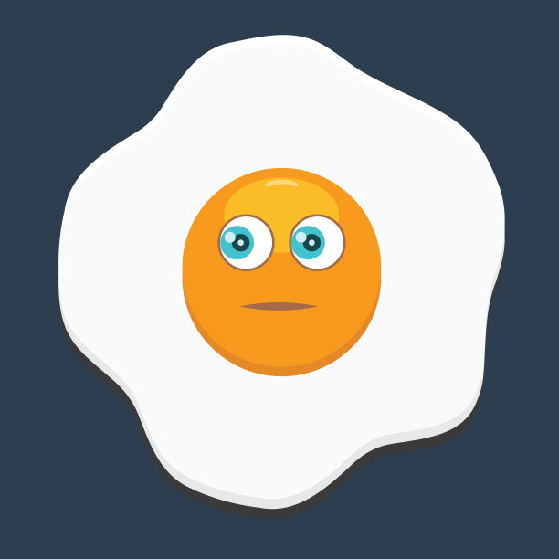 带表情的煎蛋。平面和纯色设计。图片下载