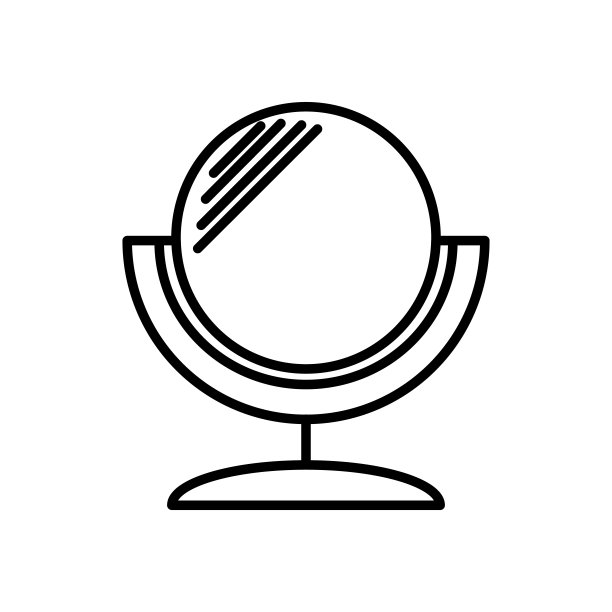 化妆品镜像矢量线图标，标志，插图的背景，可编辑的笔触图片下载