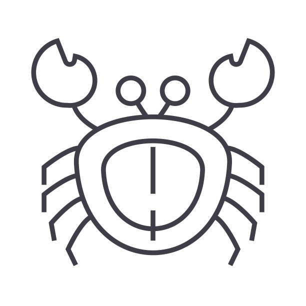 蟹状矢量线图标，标志，背景上的插图，可编辑的笔触图片下载