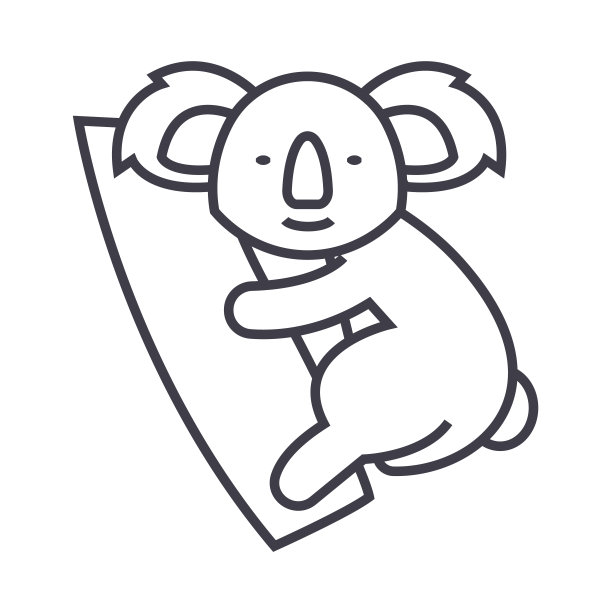 可爱的考拉矢量线图标，标志，插图的背景，可编辑的笔触图片下载