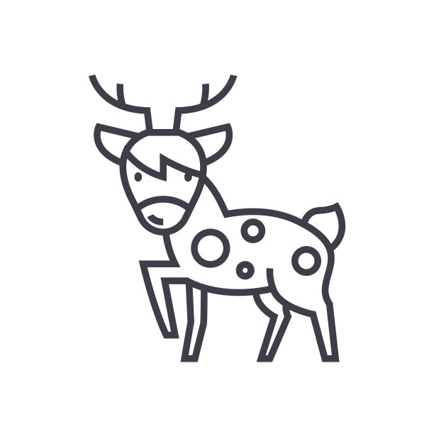 可爱的鹿矢量线图标，标志，插图的背景，可编辑的笔触图片下载