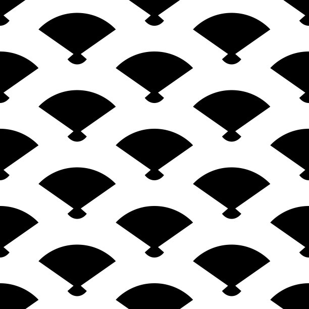 无缝模式与风扇。日本黑白背景图片下载