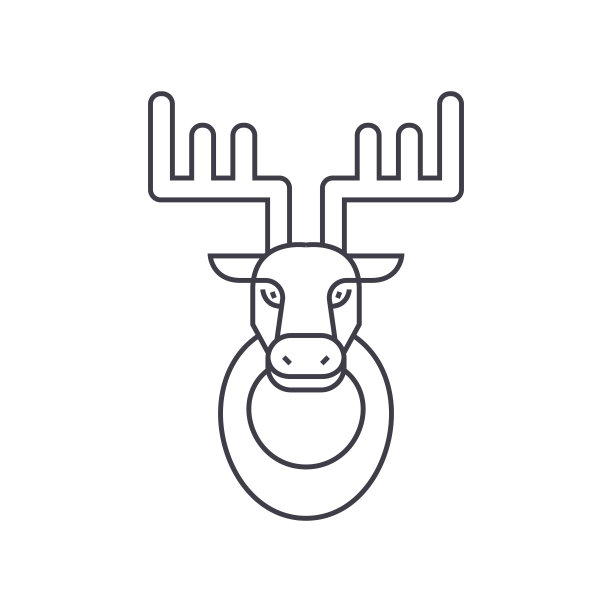鹿头矢量线图标，标志，插图的背景，可编辑的笔触图片下载