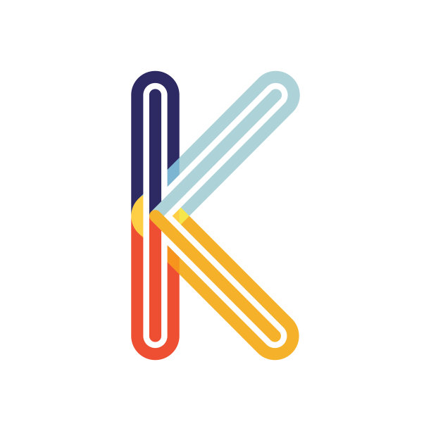 字母K彩色叠加图标设计模板元素图片下载