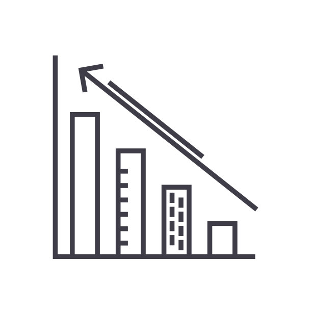 图表，向下和向上，图表向量线图标，标志，插图的背景，可编辑的笔触图片下载