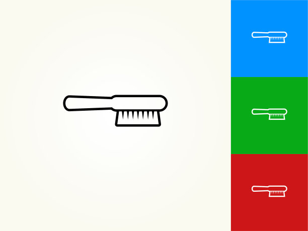 清洁刷黑色描边线性图标图片下载