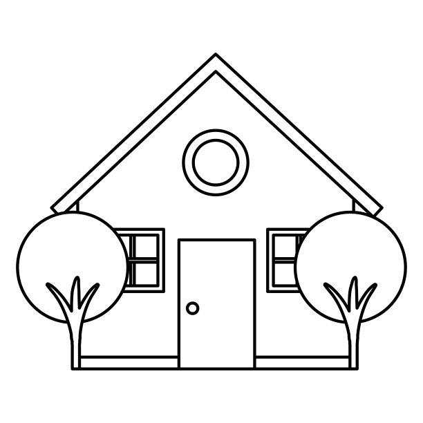 美丽的房子建筑与树木图片下载