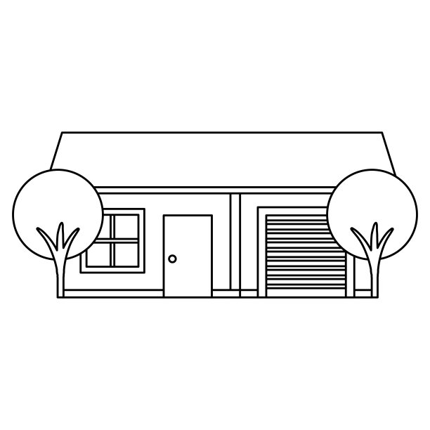 美丽的房子建筑与树木图片下载