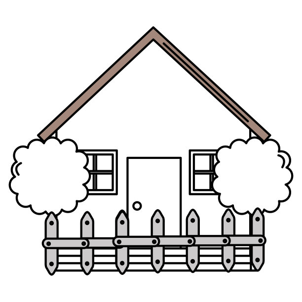 有树和篱笆的漂亮房子图片下载