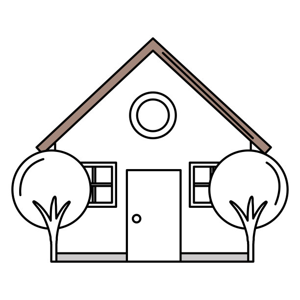 美丽的房子建筑与树木图片下载