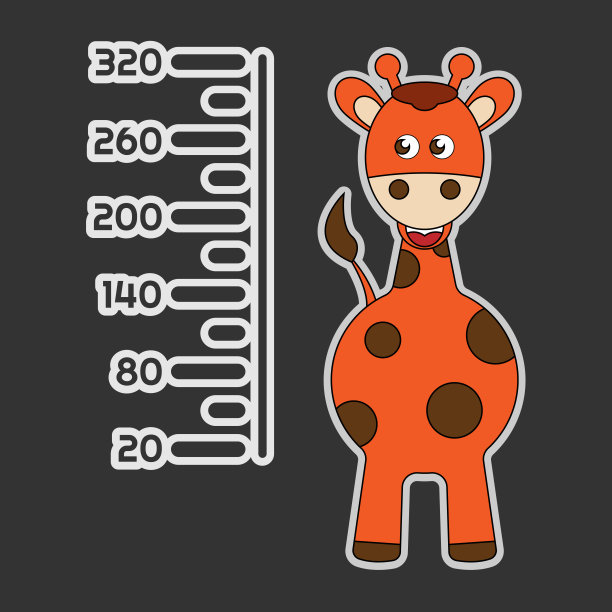 长颈鹿测量高度卡通图片下载