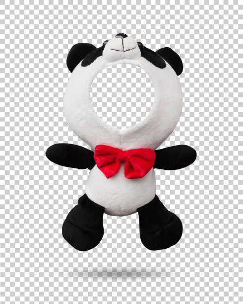 熊猫玩偶隔离在透明层背景上。空白动物脸设计。剪辑路径对象。图片下载