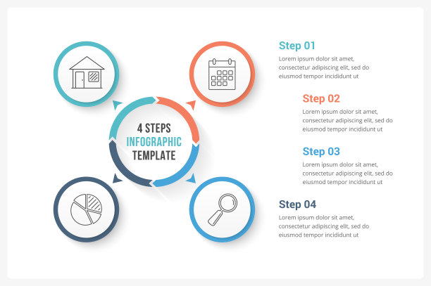 有四个元素的圆形信息图素材图片