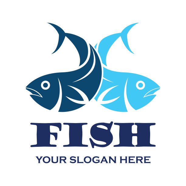 鱼的图标与文字空间为您的口号/口号，。矢量图图片下载