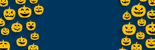 万圣节横幅与南瓜脸图案。图片下载