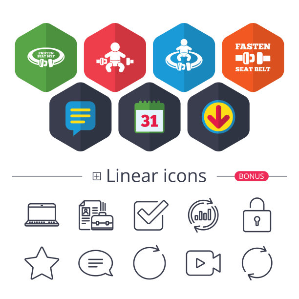 系好安全带标志。事故中儿童安全。图片下载