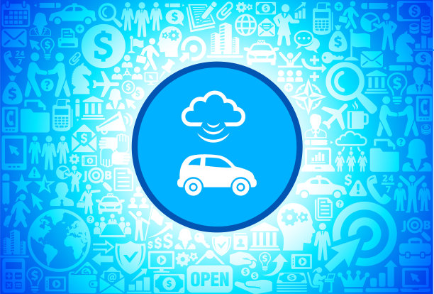 汽车云计算图标上的商业和金融矢量背景图片下载