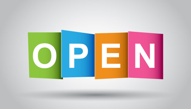 开放标签。市场消息。平面矢量插图上的灰色背景图片下载