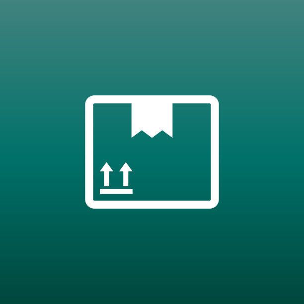 封闭的盒子图标。运输包平面矢量插图上的绿色背景。图片下载